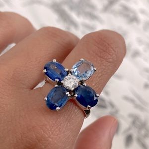 Blue silver ring size 7